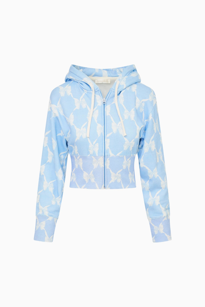 Arienne Cropped Bow Print Hoodie 1