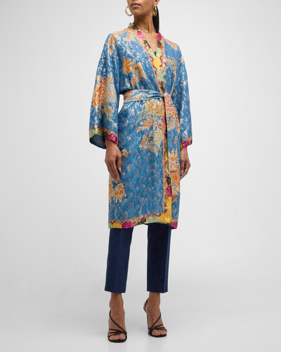 Etro Kesa Metallic Floral Bouquet Jacquard Belted Kimono outlook