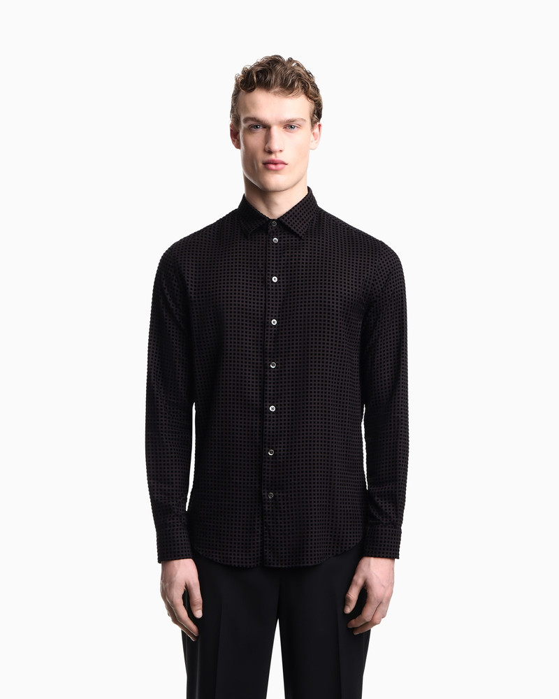 EMPORIO ARMANI MICRO-CHECK FLOCKED VISCOSE SHIRT outlook