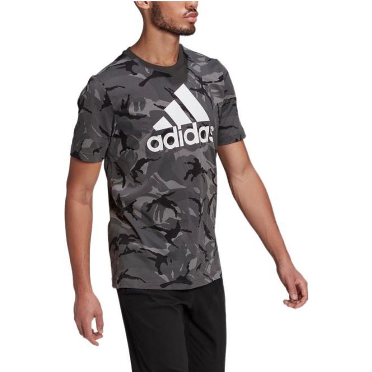 Men's adidas Camouflage Alphabet Large Logo Printing Round Neck Short Sleeve Black T-Shirt GK9951 - 3