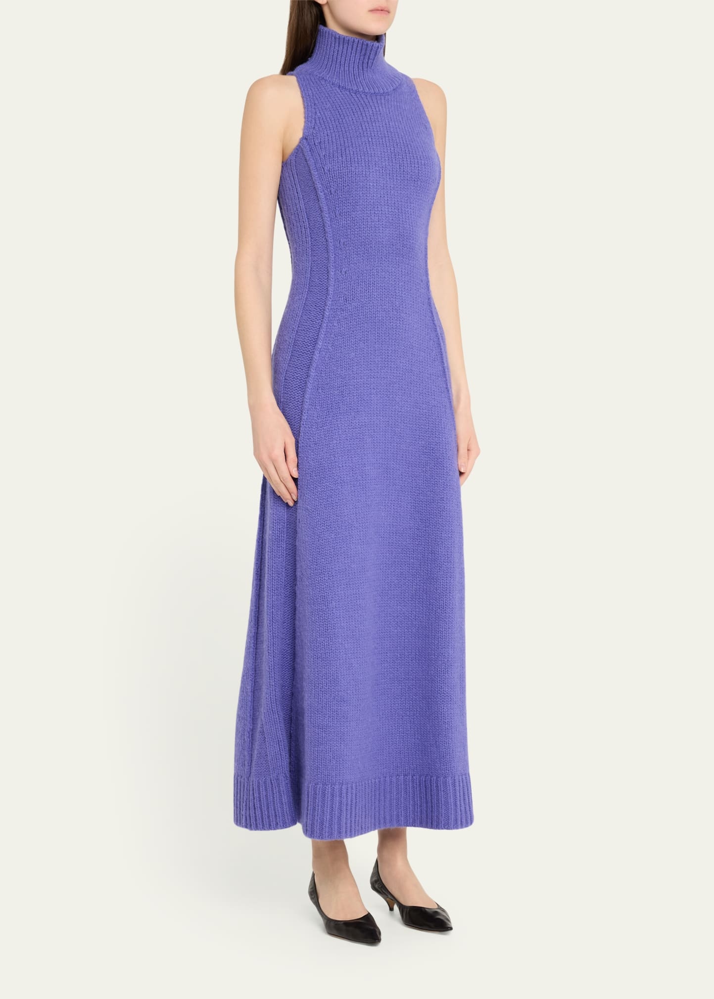 Mock-neck Wool Maxi Dress - 4
