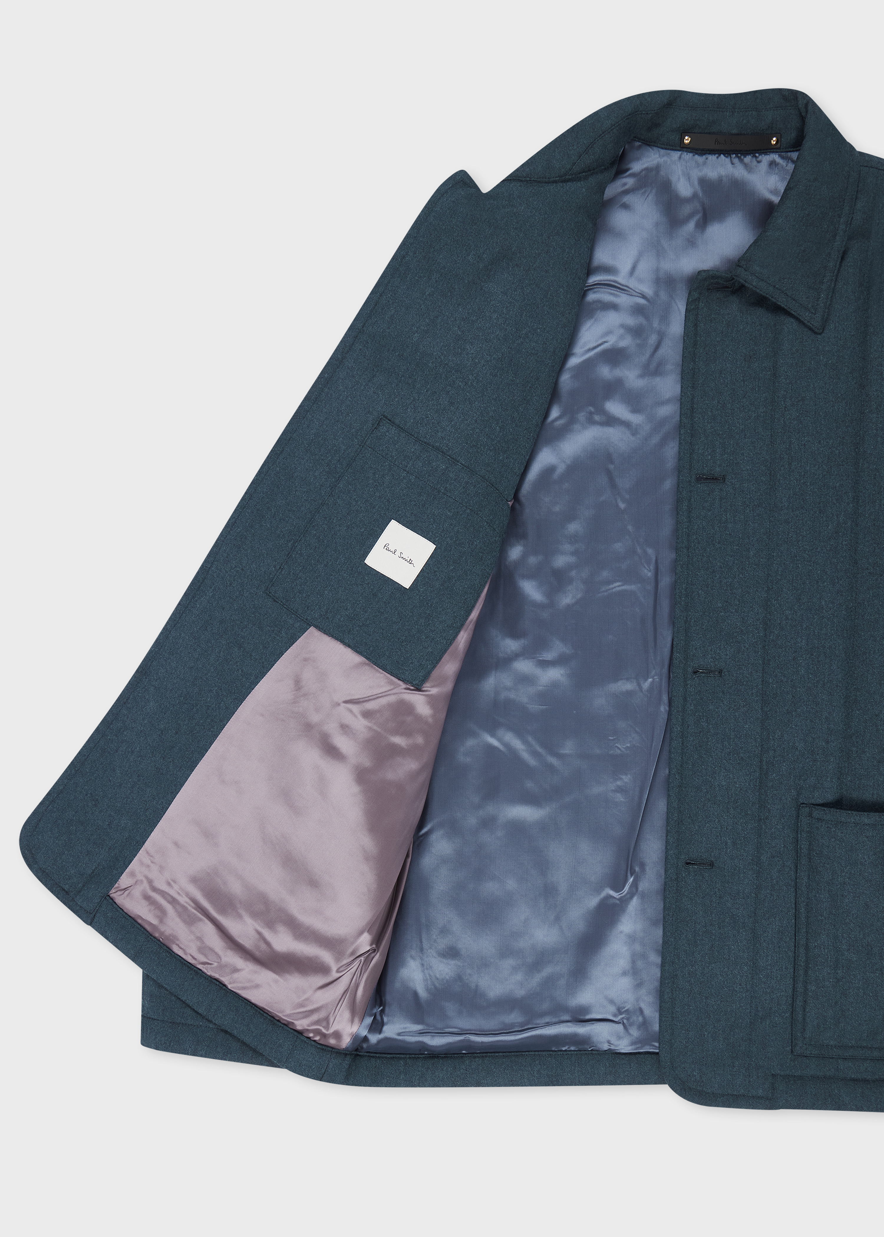 Blue Overdyed Wool-Cashmere Flannel Quilted Jacket - 4