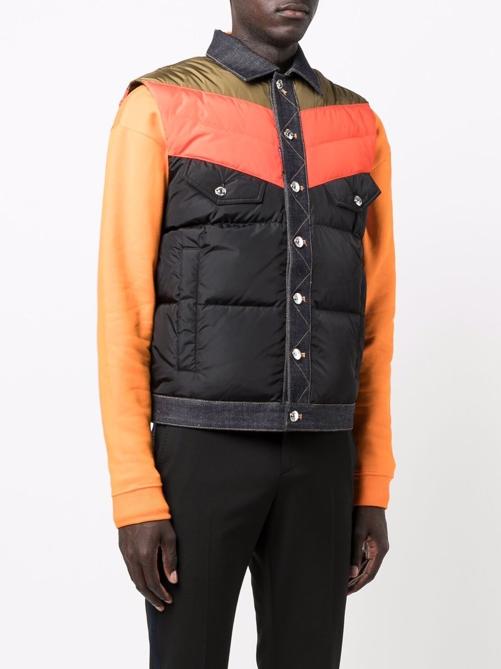 colour-block padded gilet - 3