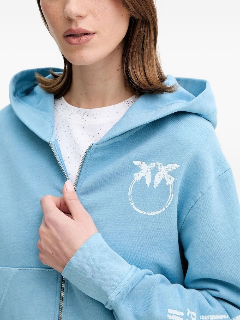 logo-print zip-up hoodie - 3