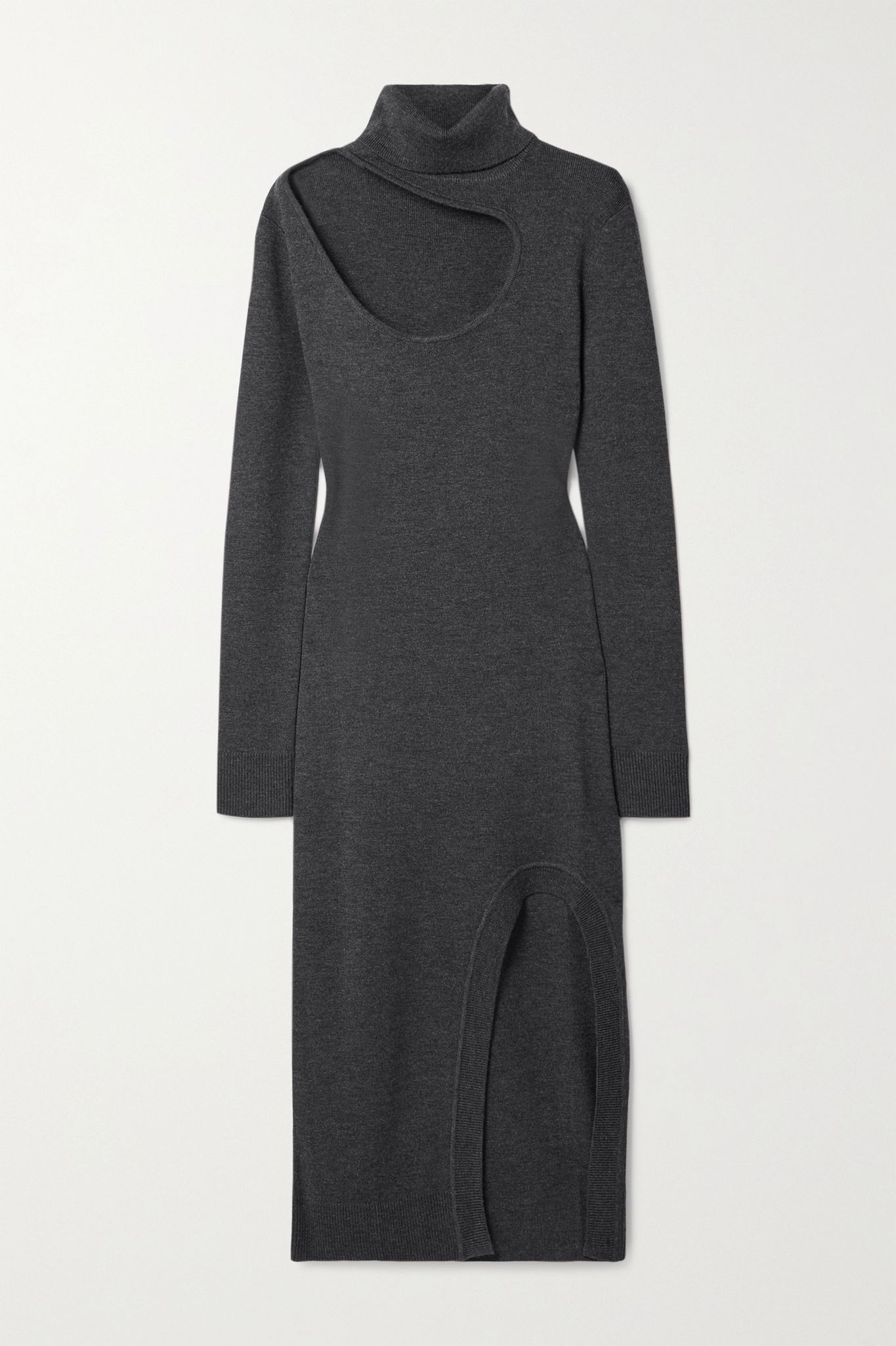 Cutout merino wool turtleneck midi dress - 1