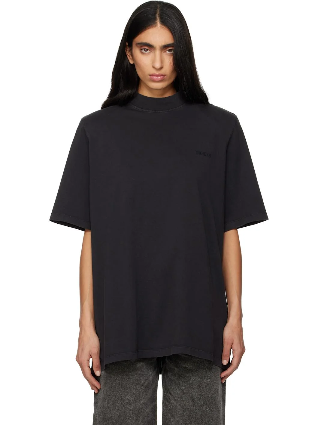 Black Padded Shoulder T-shirt - 1