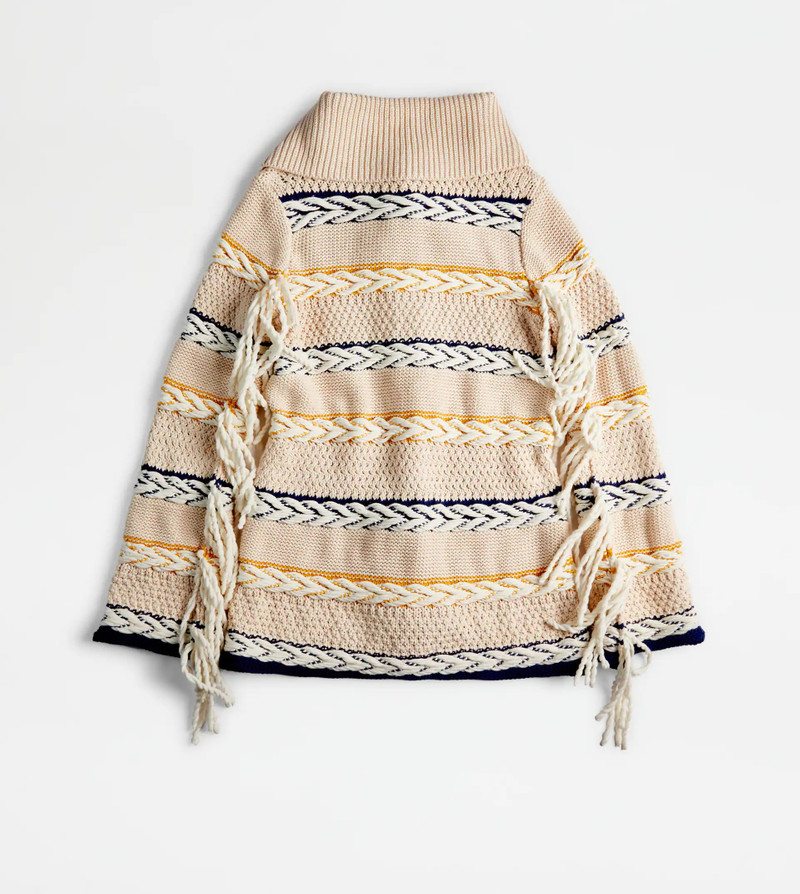 Tod's JUMPER IN MAXI PIQUET - BEIGE, YELLOW, BLUE outlook