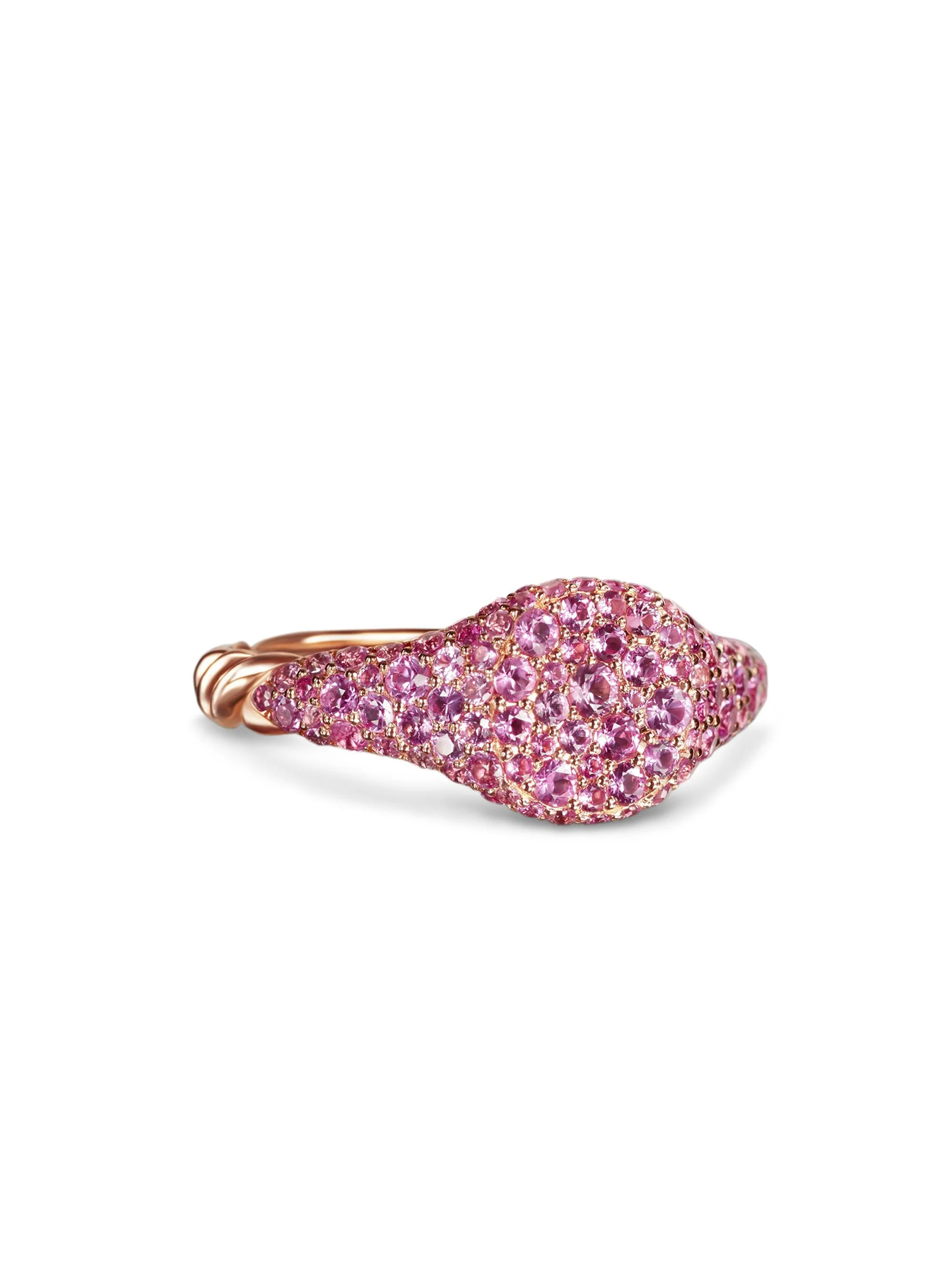 Women's Petite Pavé Pinky Ring in 18K Rose Gold - Pink Sapphire - 1