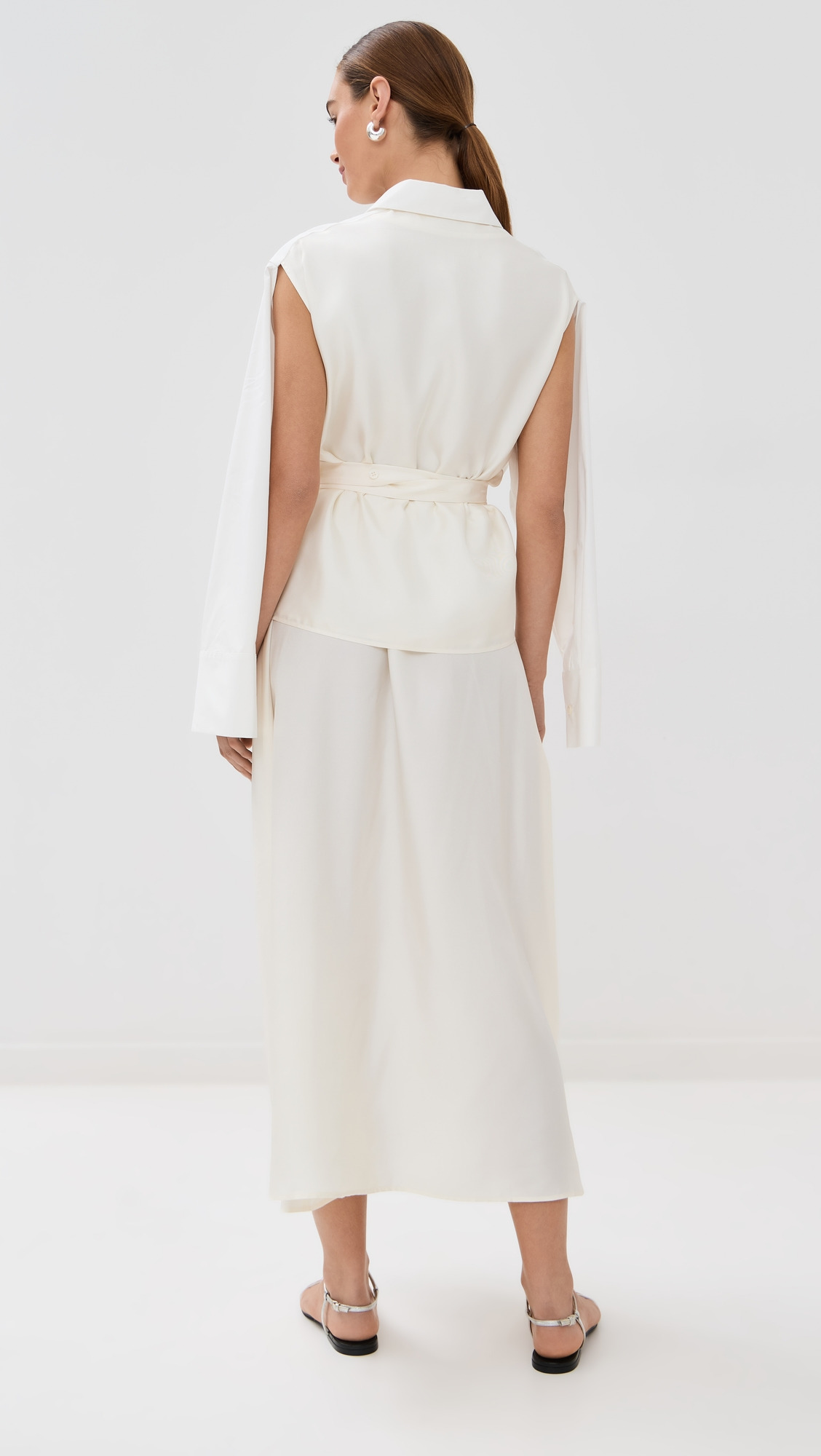 Poplin Silk Combined Gilet Dress - 2