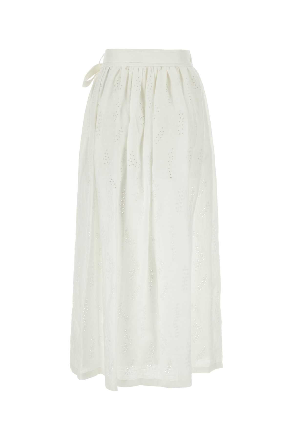 Chloe Women White Linen Paloma Chloe X Eres Skirt - 2