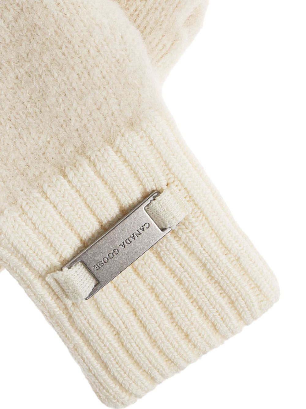 ribbed-cuff logo-plaque mittens - 3