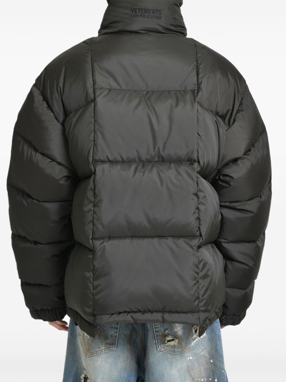 logo-embroidered padded jacket - 4