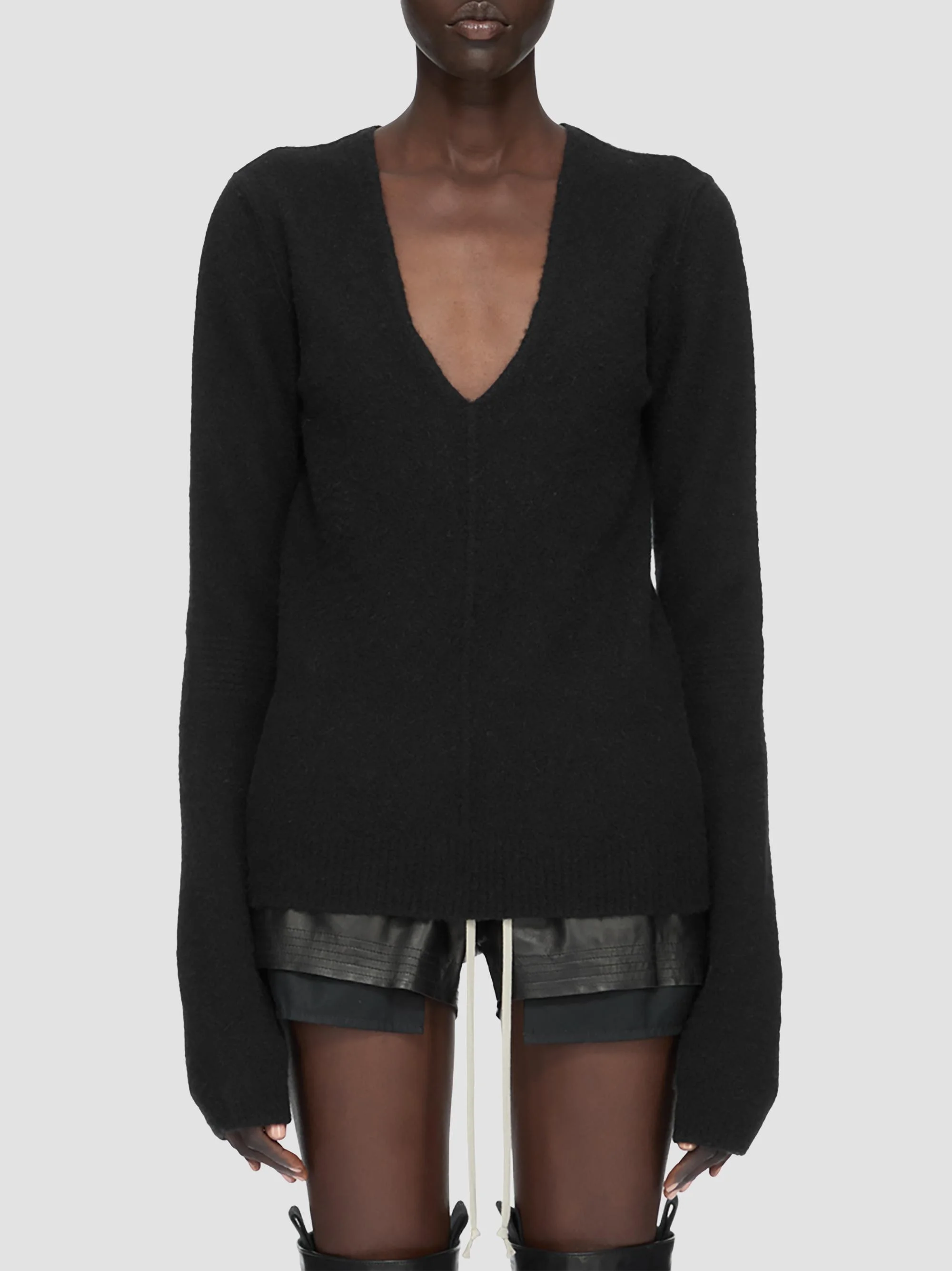 Women's Tommy V-Neck Alpaca-Blend Sweater - Black - 1