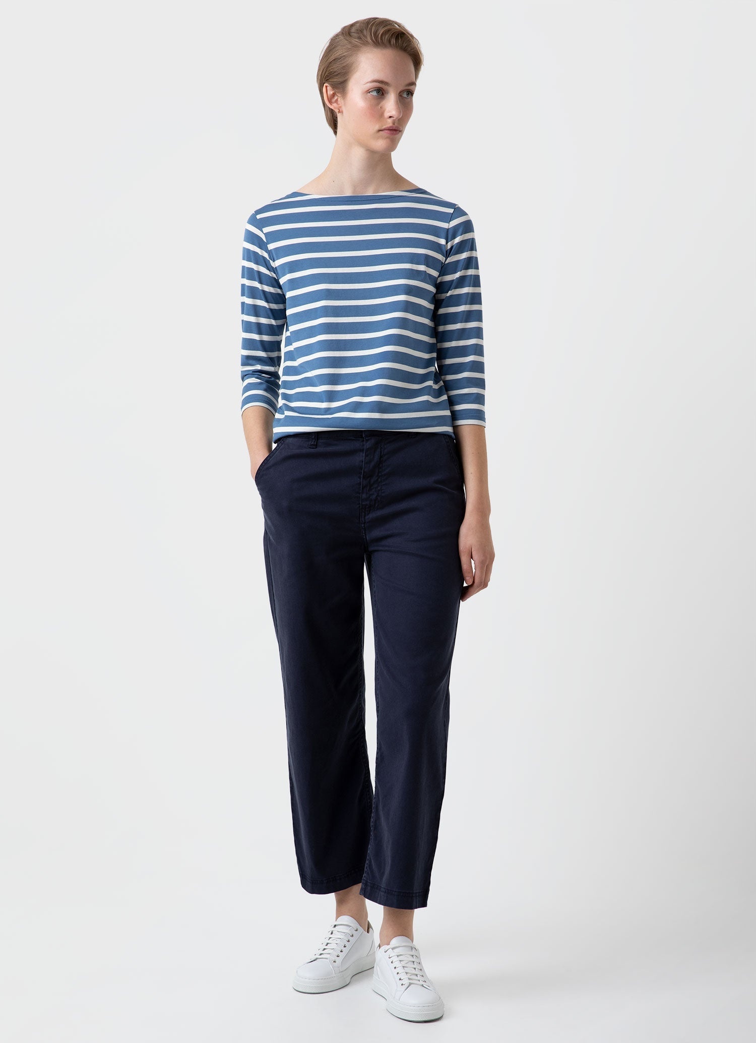 3/4 Sleeve Boat Neck T‑Shirt - 1