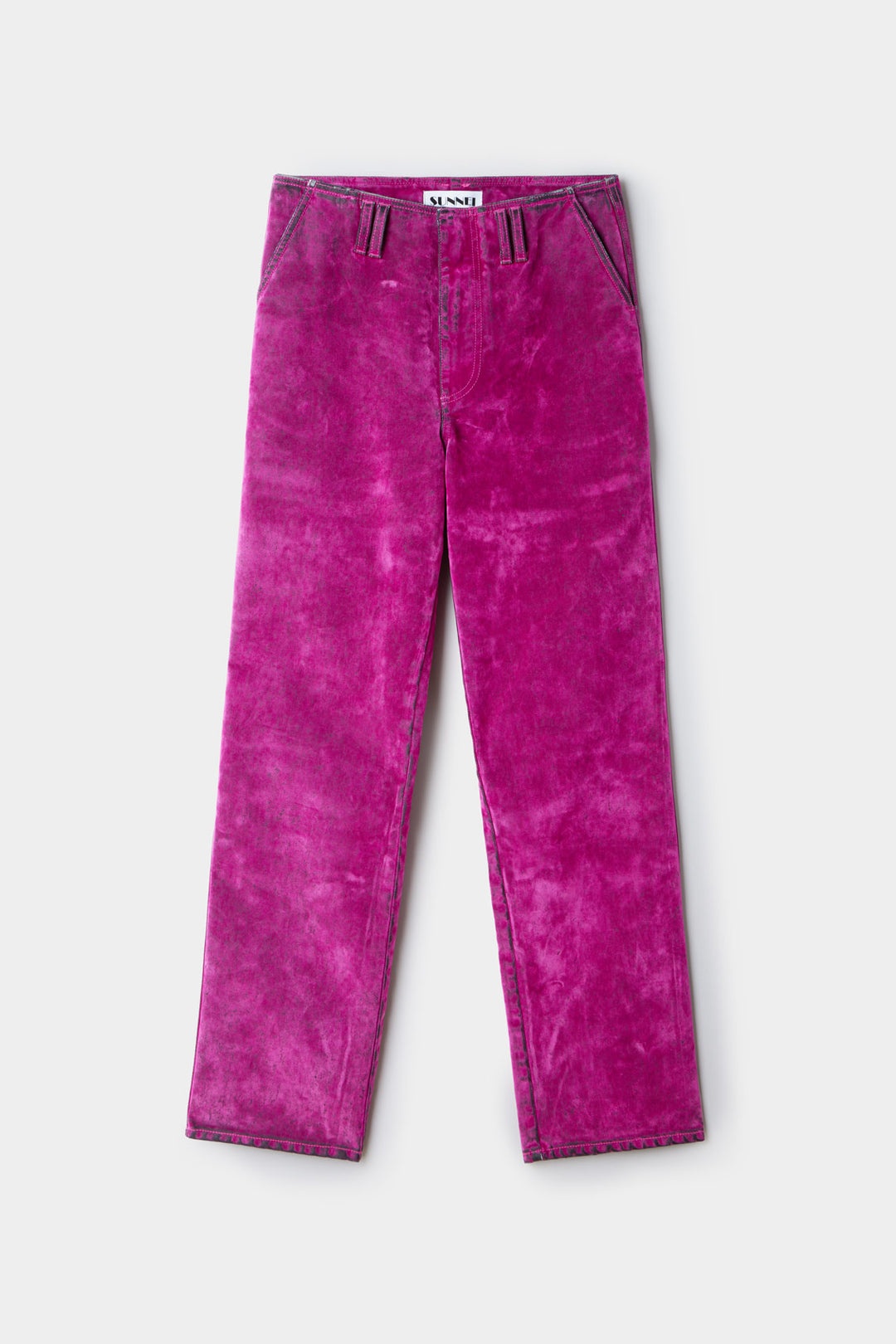 STRAIGHT PANTS / flocked denim / fuchsia - 2