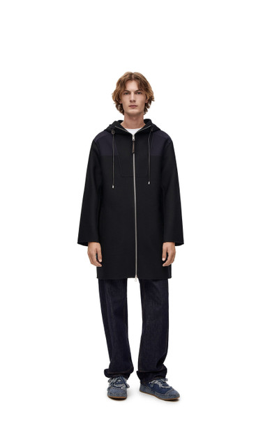 Loewe Hooded Anagram coat in wool and silk outlook