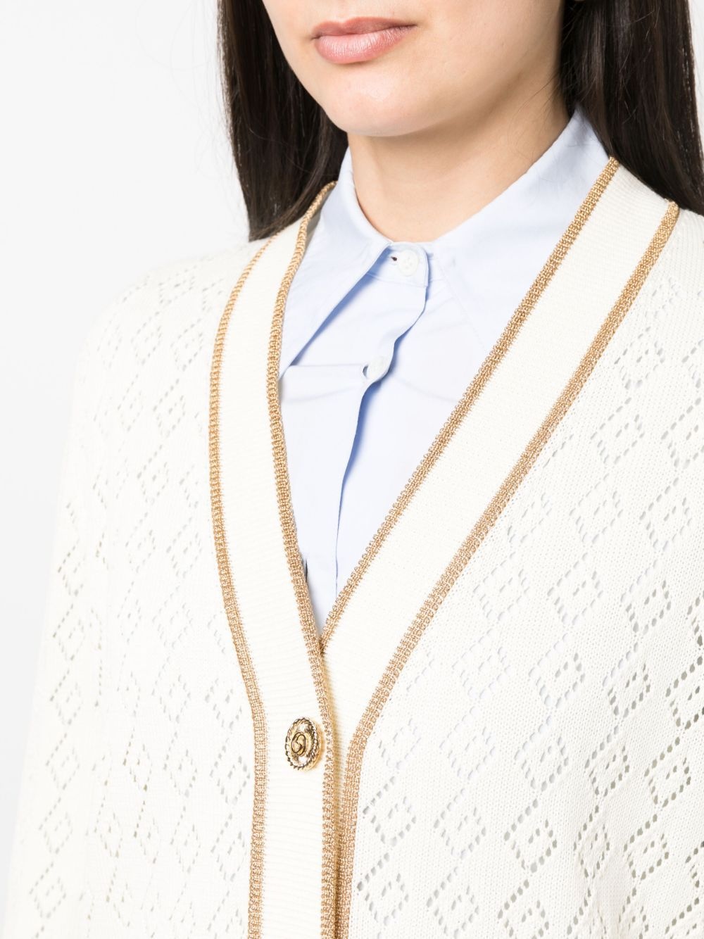 G-monogram pointelle cotton cardigan - 5