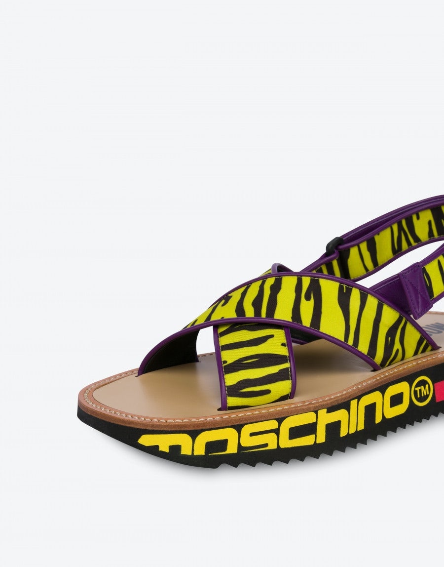 TIGER PRINT NYLON SANDALS - 4