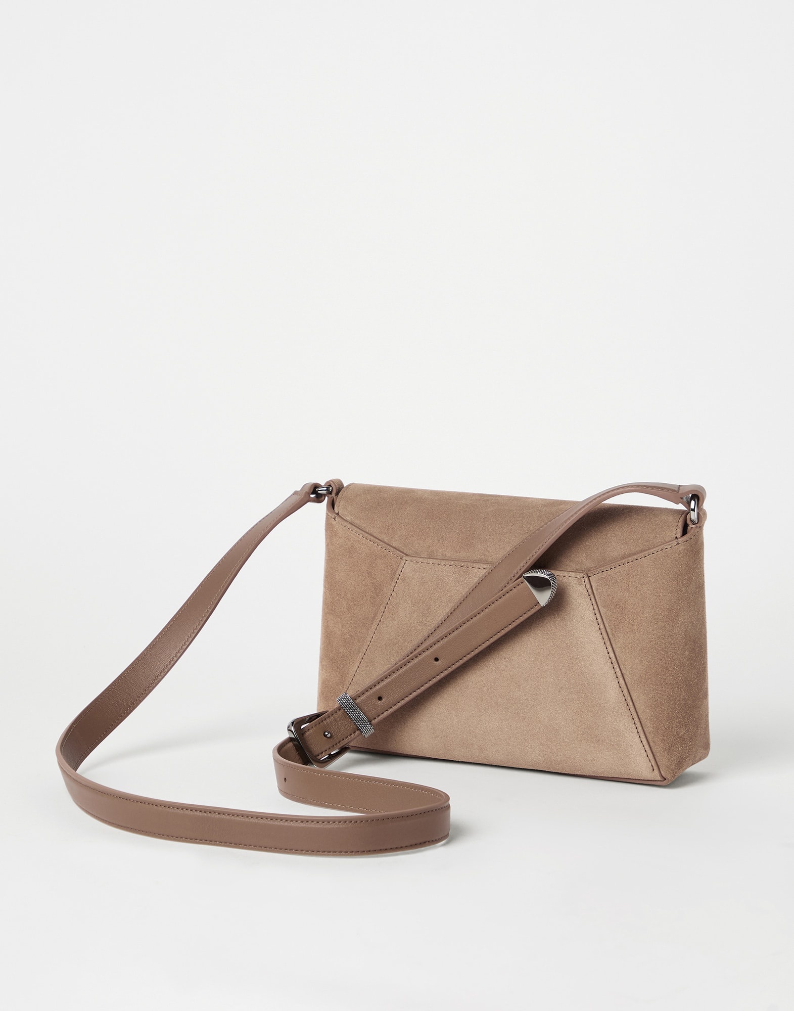 Sueded calfskin envelope bag with monili - 2