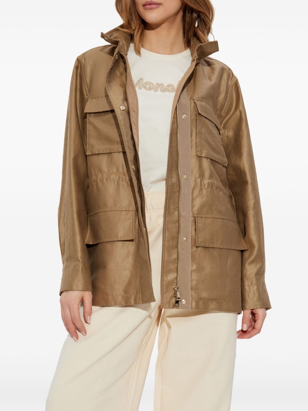 linen utility jacket - 3
