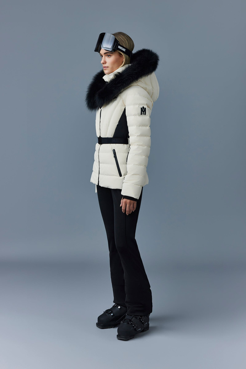 ELITA Down ski jacket with removable blue fox fur trim 3