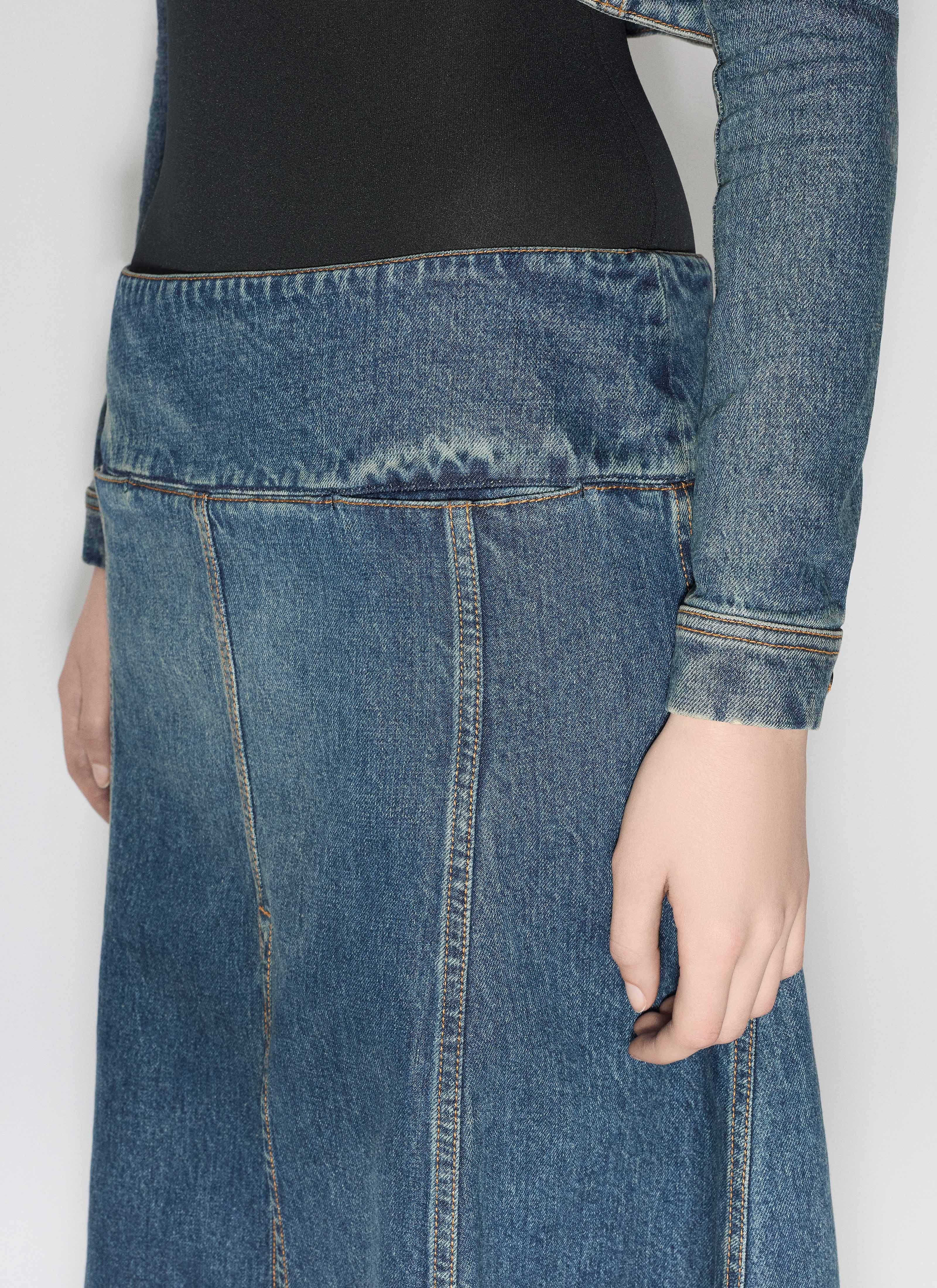 DENIM SLIT SKIRT - 5