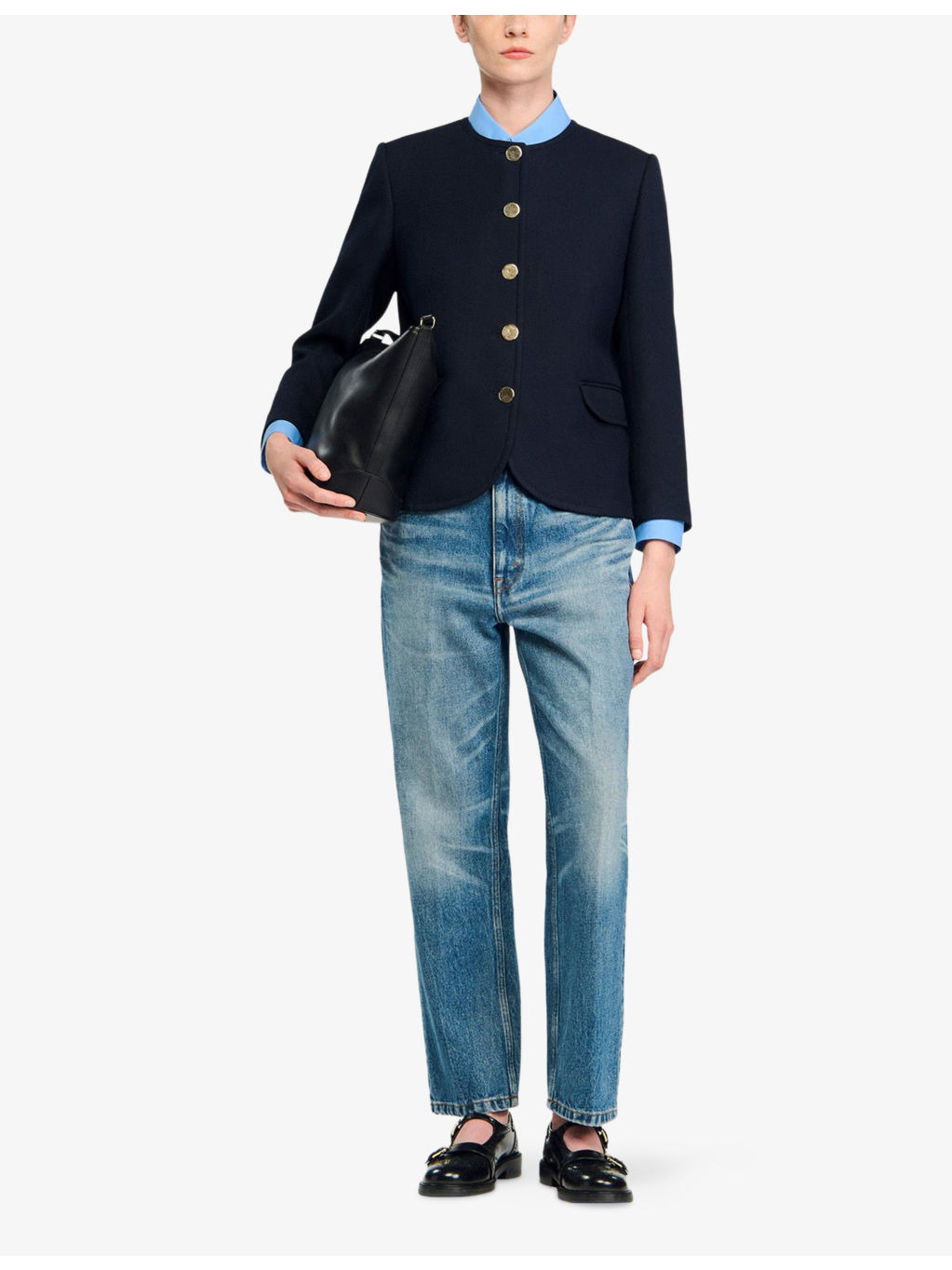 Round-Neck Side-Pocket Woven Jacket - 2
