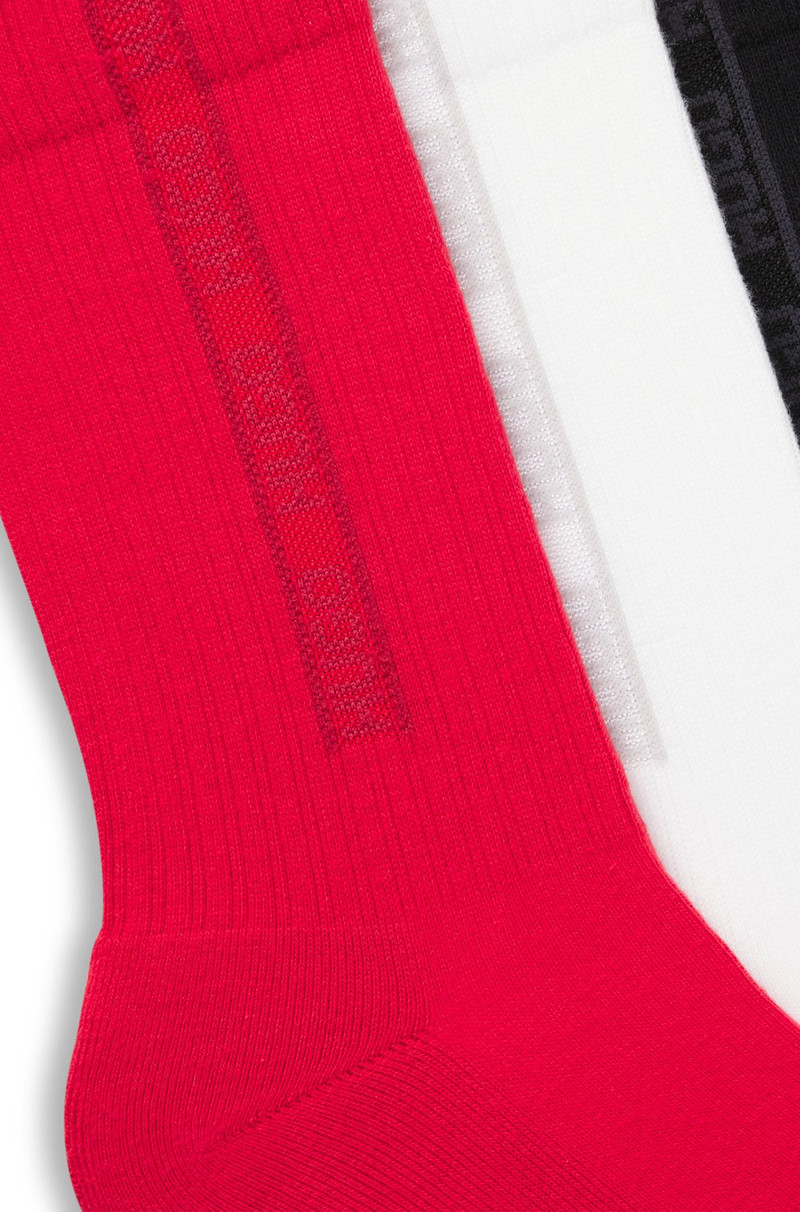 HUGO THREE-PACK OF RIBBED SHORT SOCKS WITH TONAL LOGOS outlook