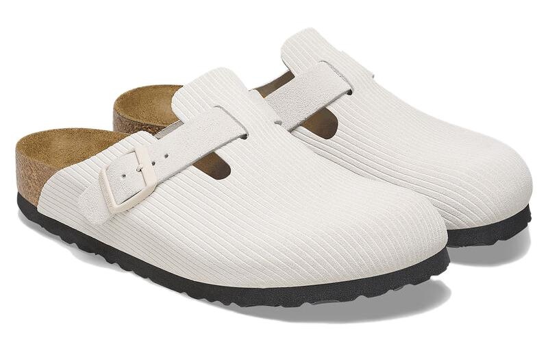 (WMNS) Birkenstock Boston Suede Leather Embossed 'Corduroy Antique White' 1025252 - 4