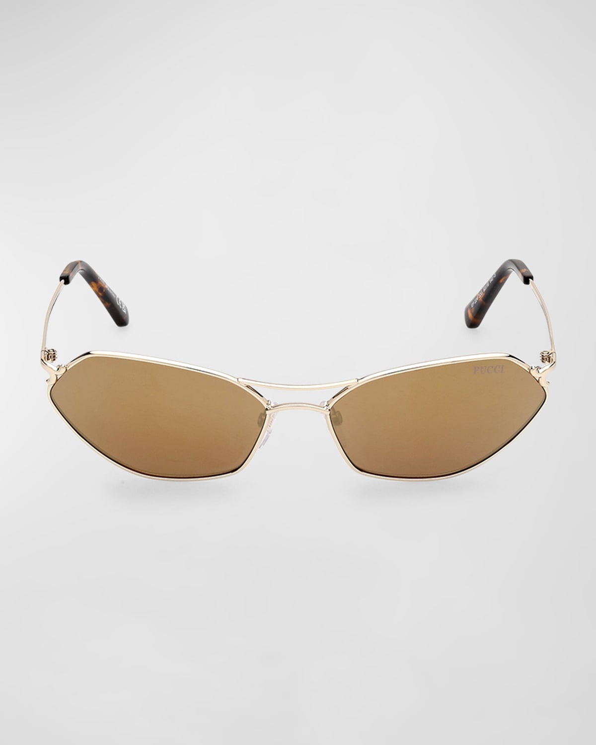 Geometric Metal & Acetate Rectangle Sunglasses - 3