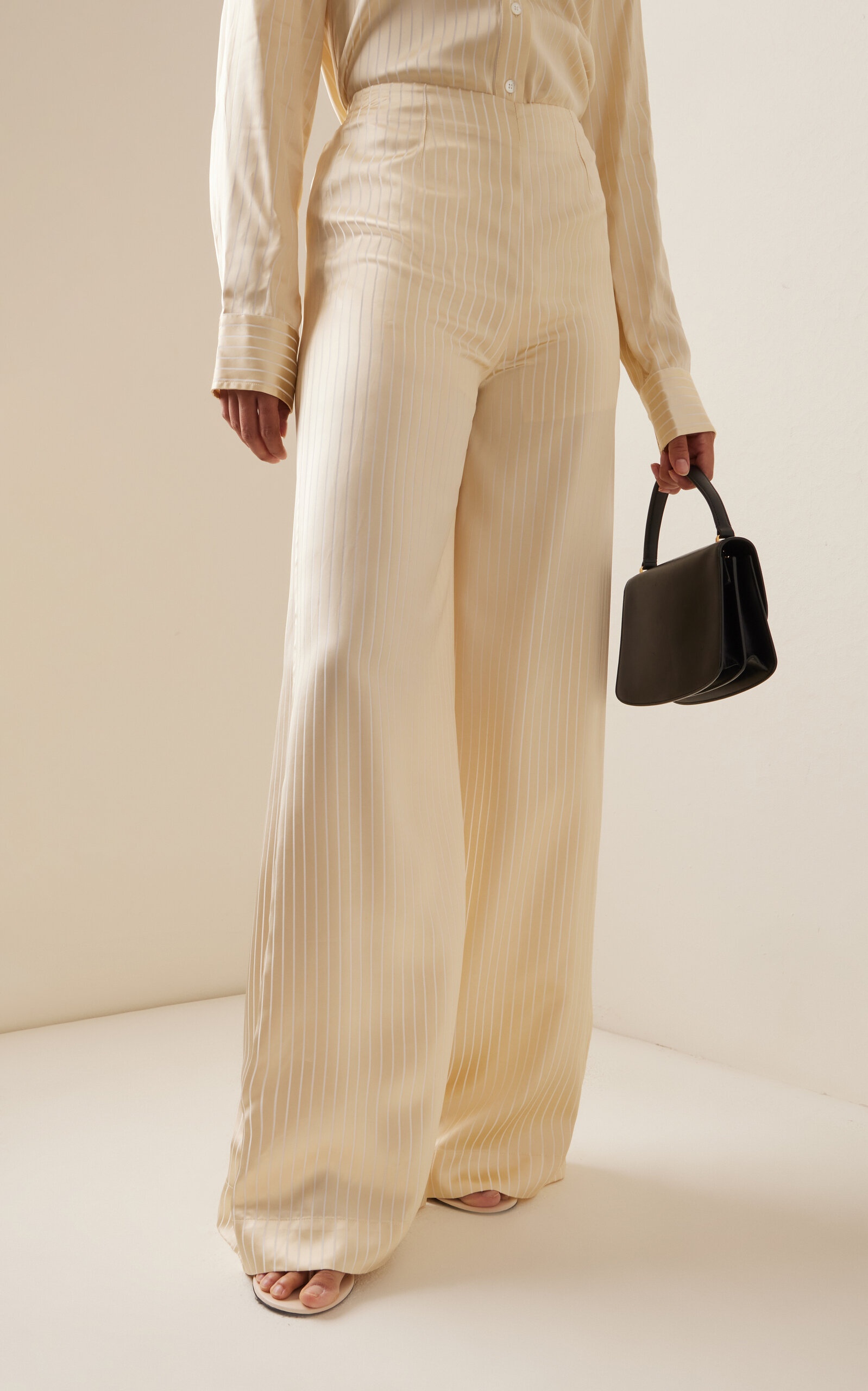 Luke Metallic Pinstripe Wide-Leg Pants gold - 3