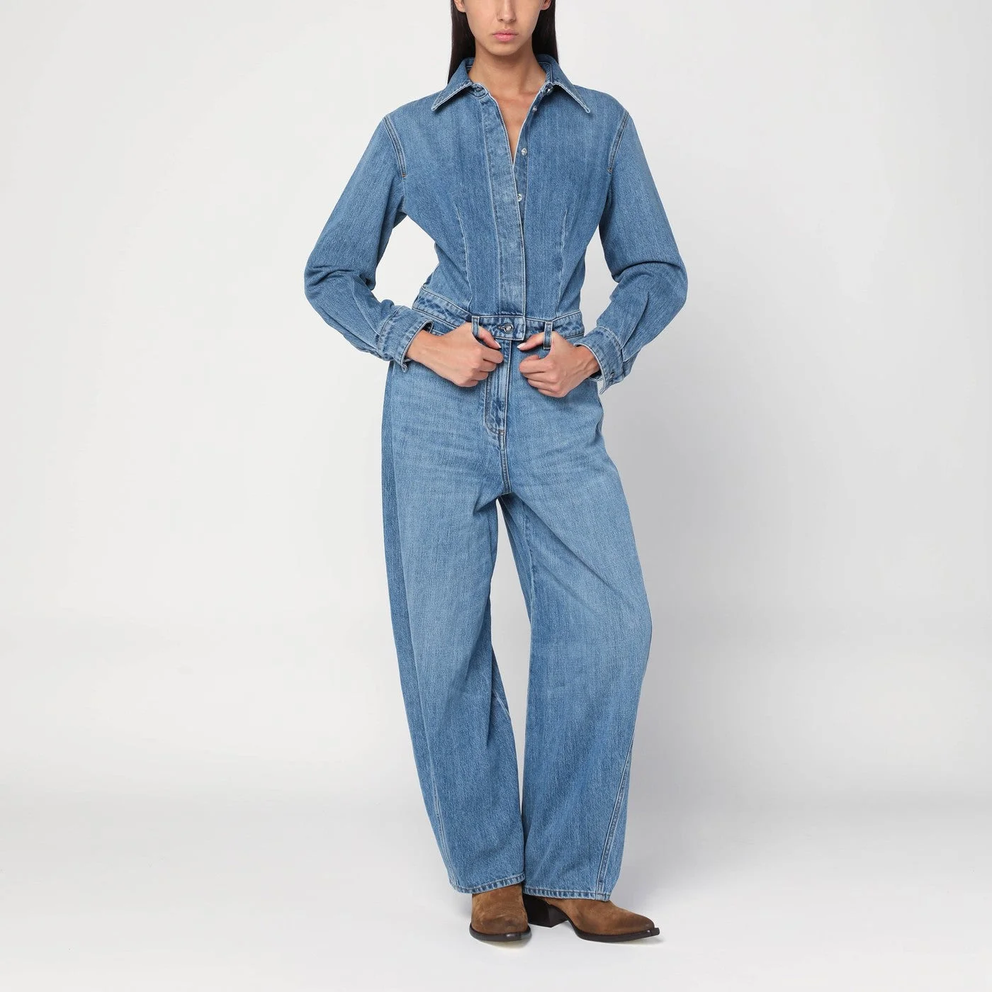 Light blue denim jumpsuit - 1