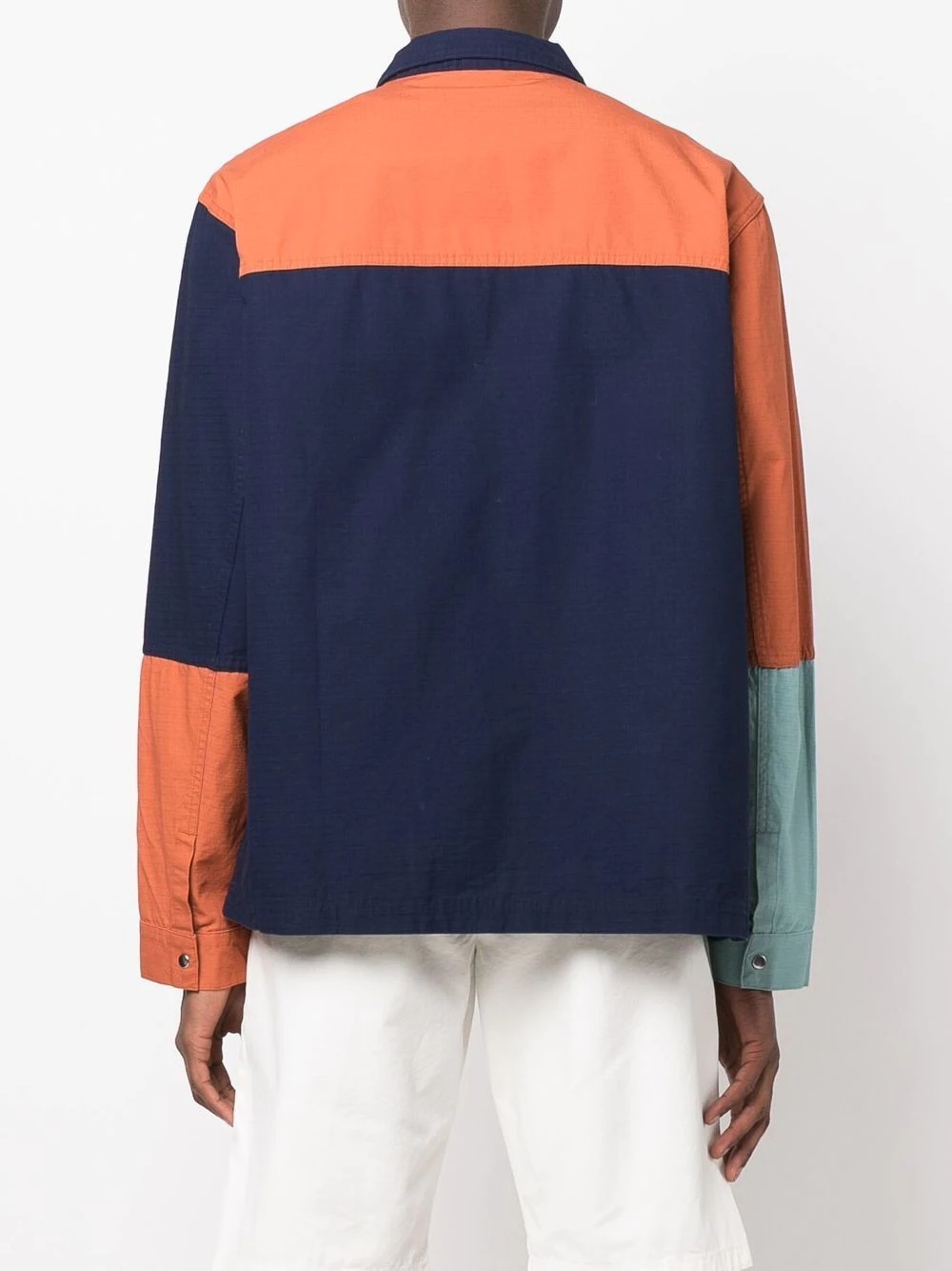 colour-block zipped shirt jacket - 4