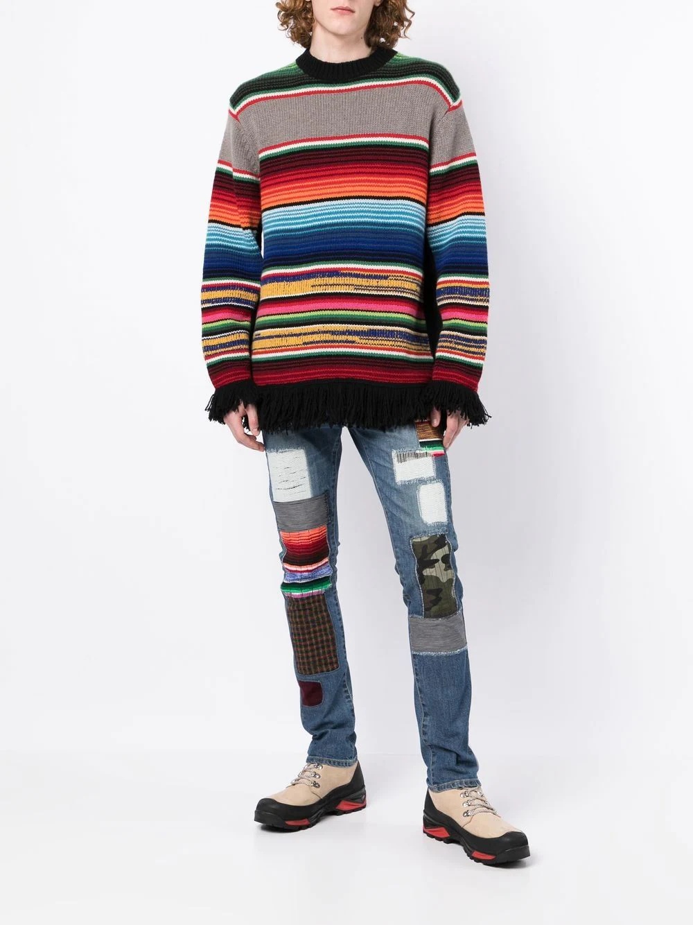 striped crew-neck jumper - 2