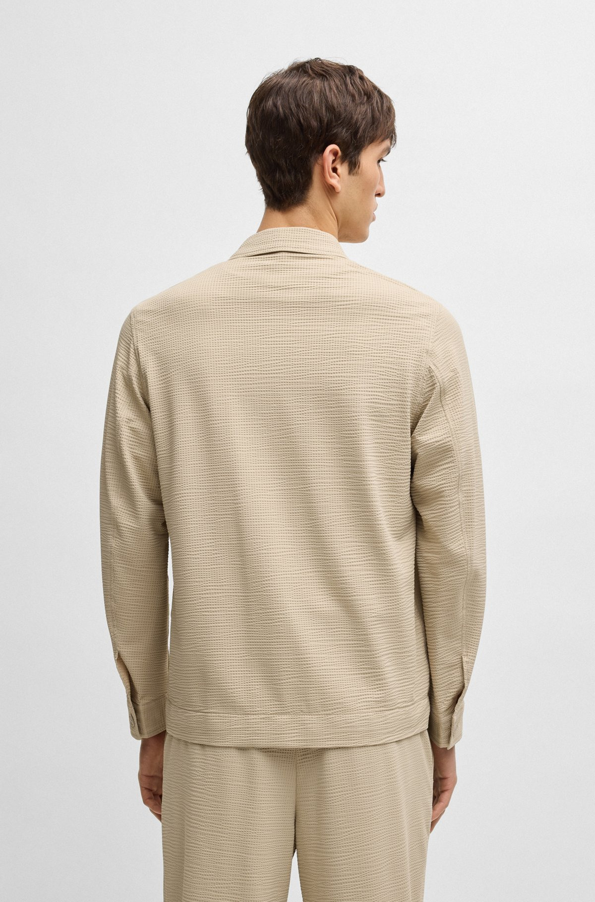 RELAXED-FIT OVERSHIRT IN STRETCH SEERSUCKER - 4