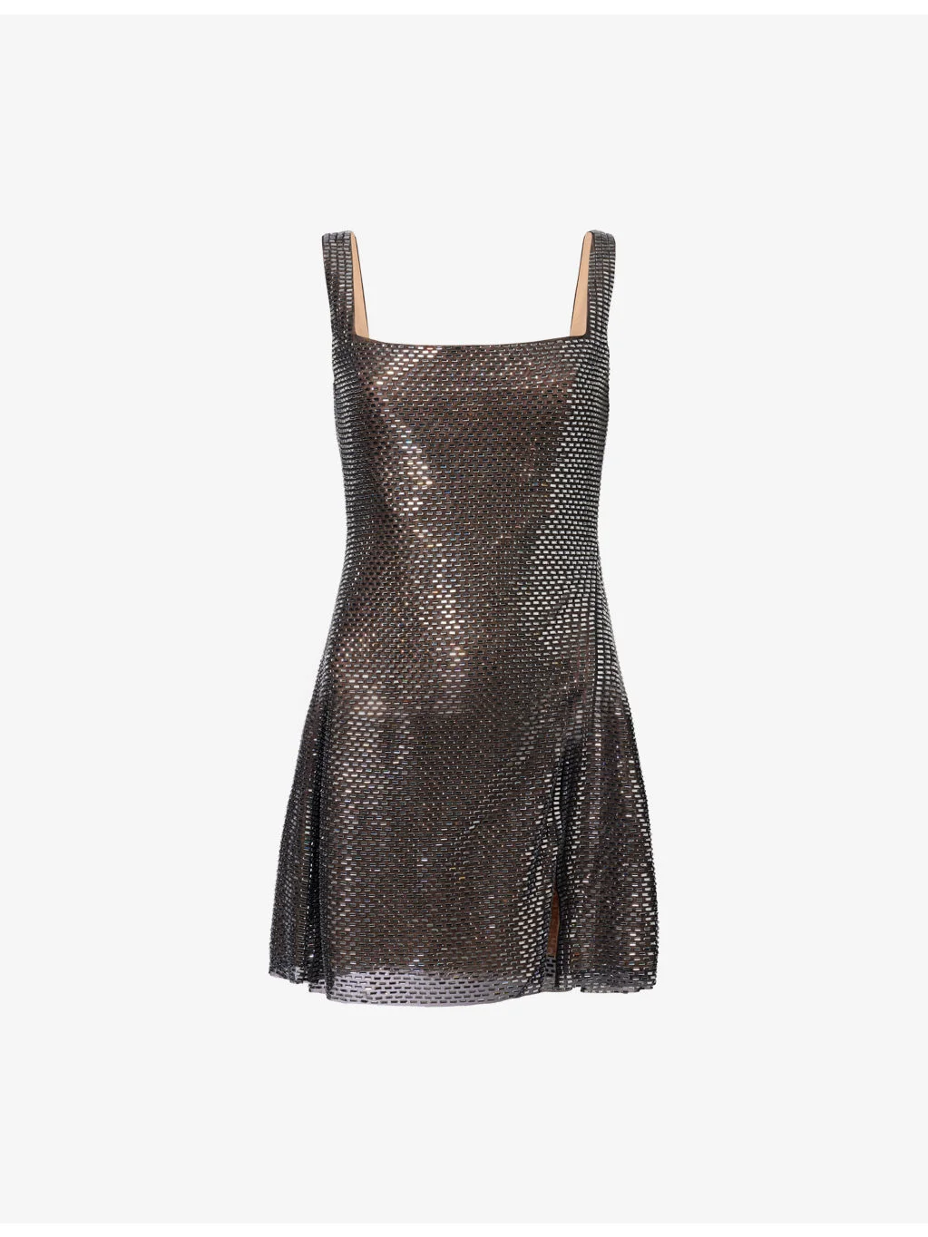 Rhinestone Square-Neck Stretch-Woven Mini Dress - 1