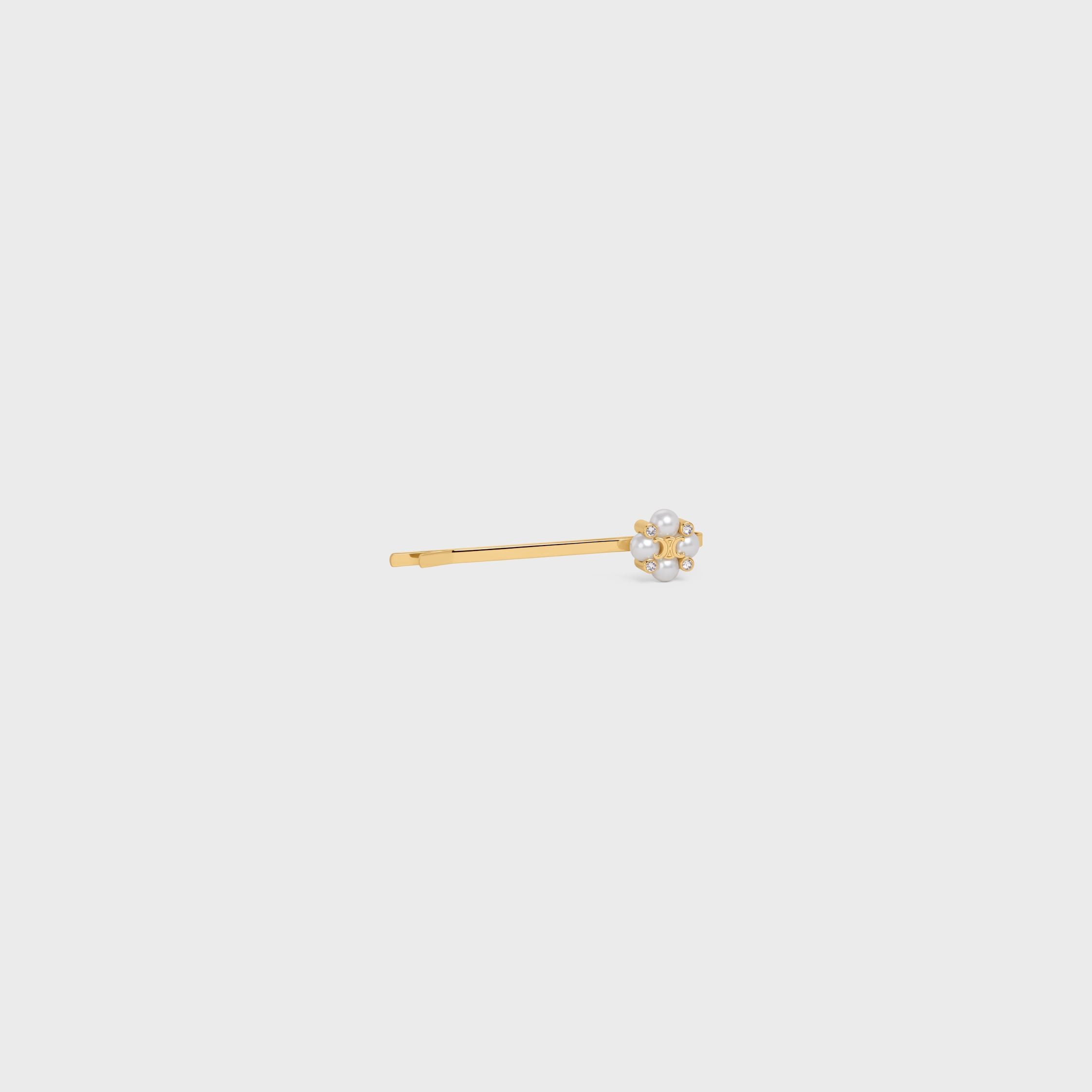 Celine Hair Slide in Brass with Gold finish and Resin Pearls - 2