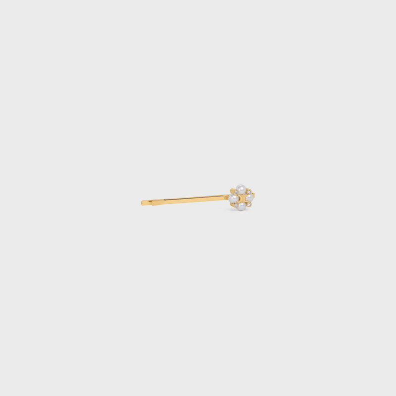 CELINE Celine Hair Slide in Brass with Gold finish and Resin Pearls outlook