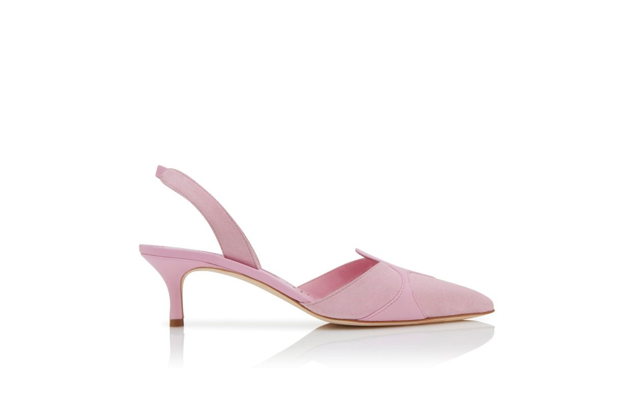 Pink Suede Slingback Pumps - 1