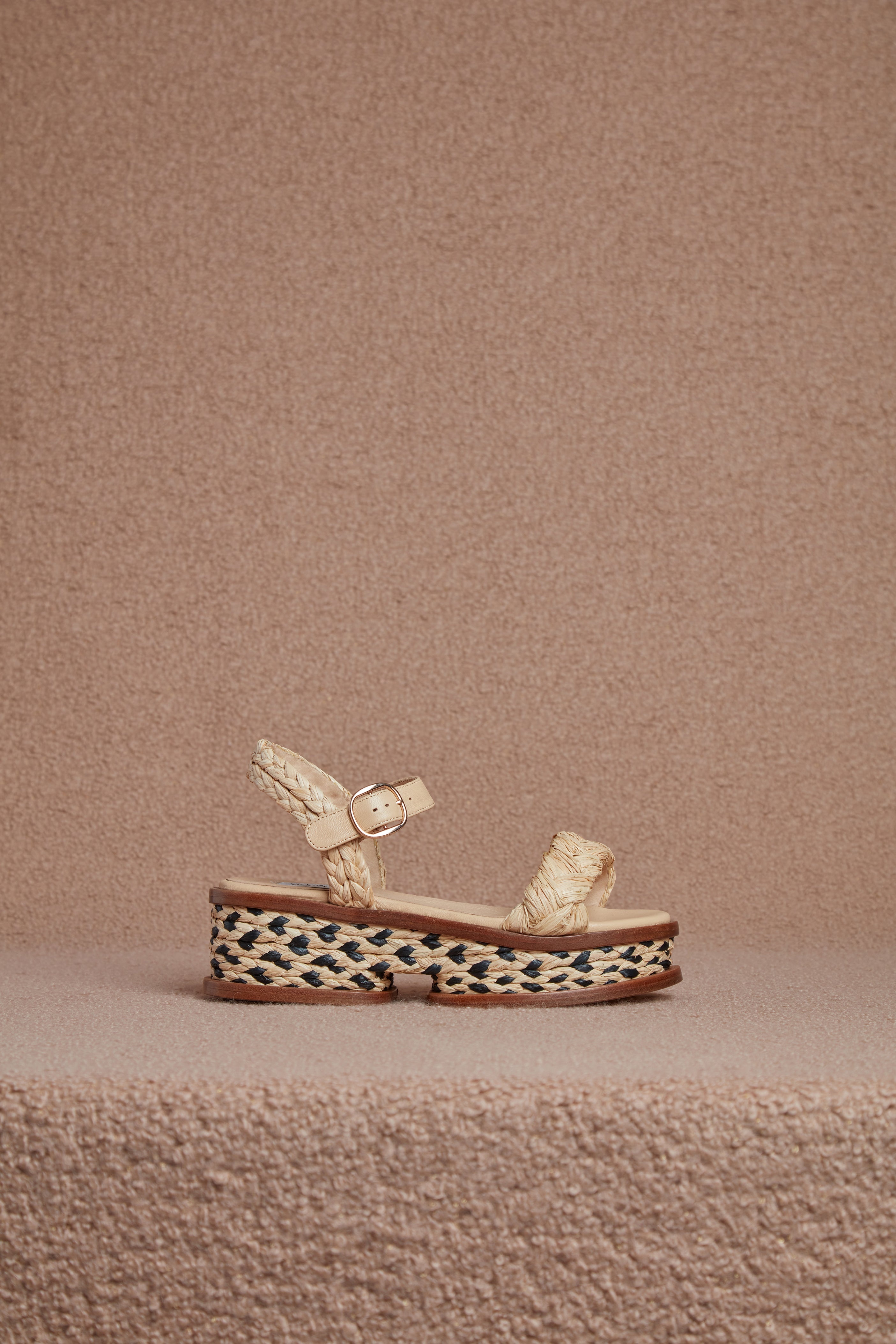 Michael Platform Sandal in Cream Raffia - 5
