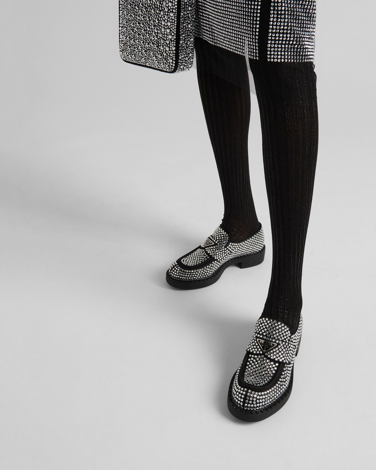 Satin loafers with crystals - 3