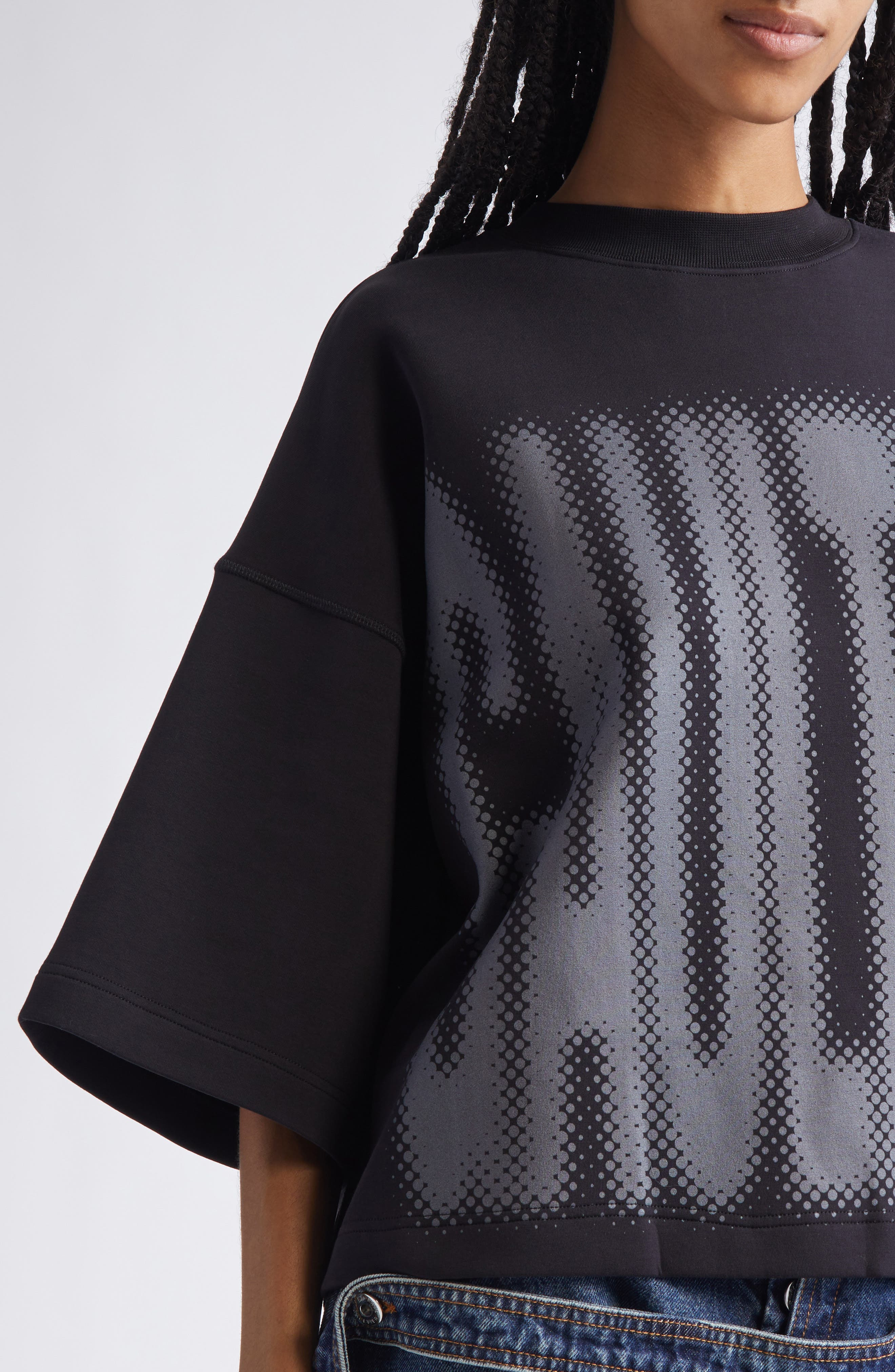 Jean Paul Gaultier Boxy Logo Crop Graphic T-Shirt in Black/Dark Grey at Nordstrom - 4