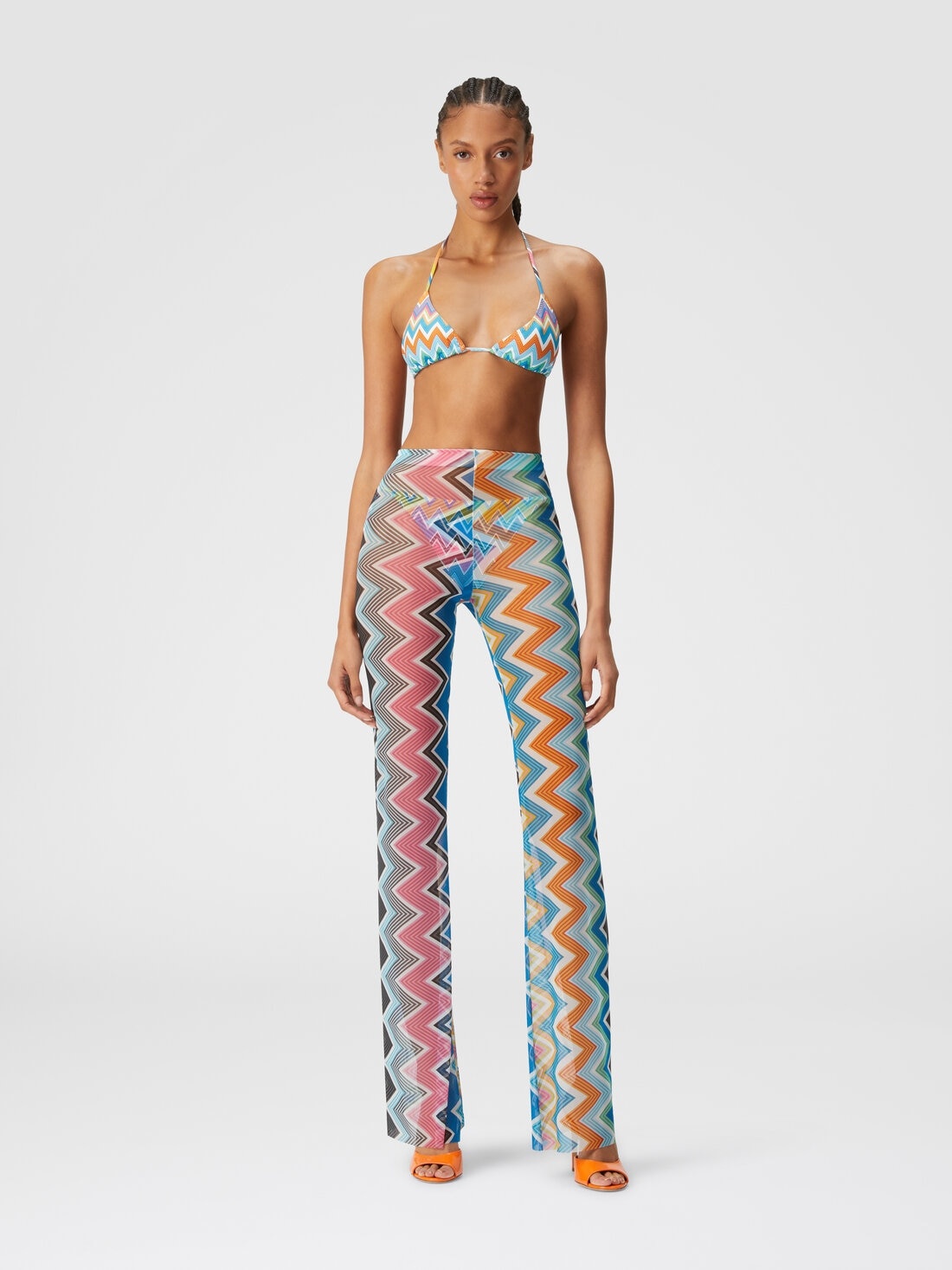 Cover-up trousers in zigzag print tulle - 2
