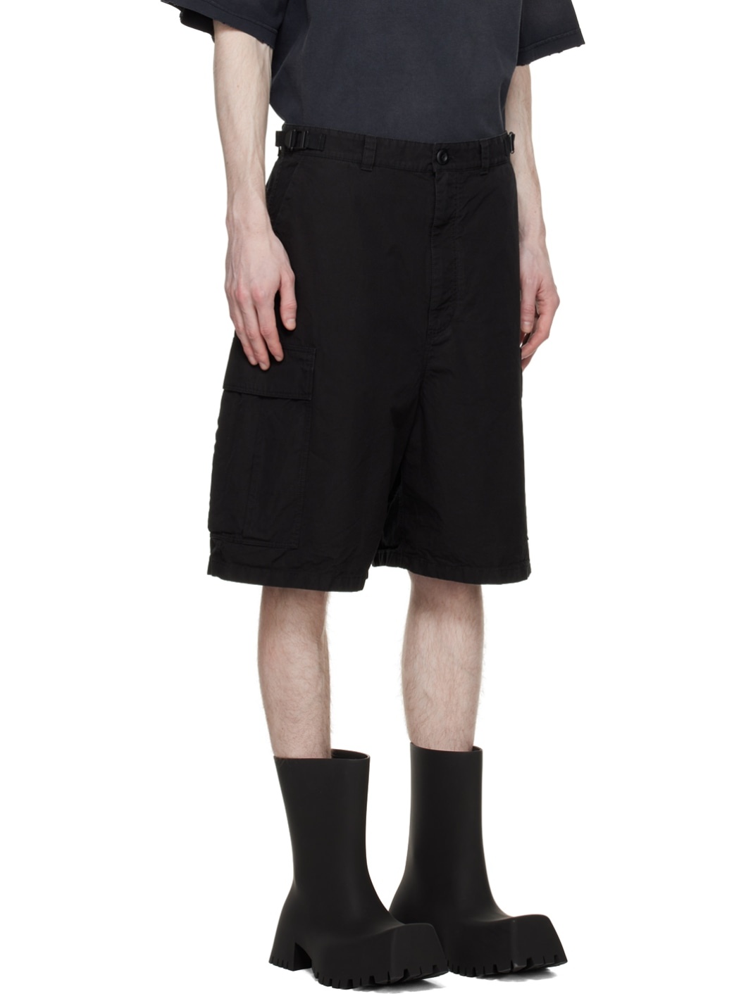 Black Cargo Pocket Shorts - 2