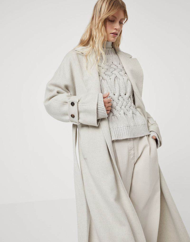 Hand-crafted coat in cashmere double beaver cloth with monili 4