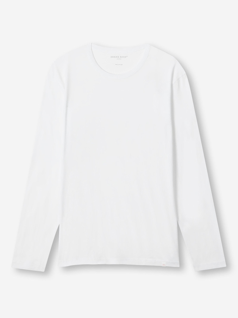Derek Rose Men's Long Sleeve T-Shirt Barny Pima Cotton White outlook