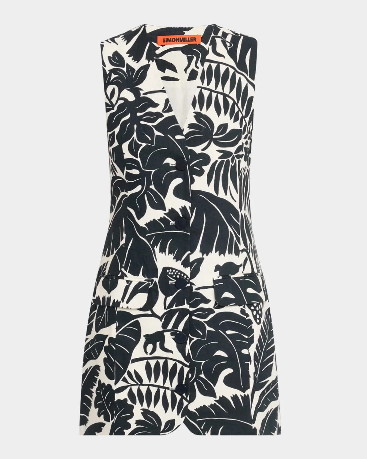 Carob Striped Linen Cotton Sleeveless Mini Dress - 1