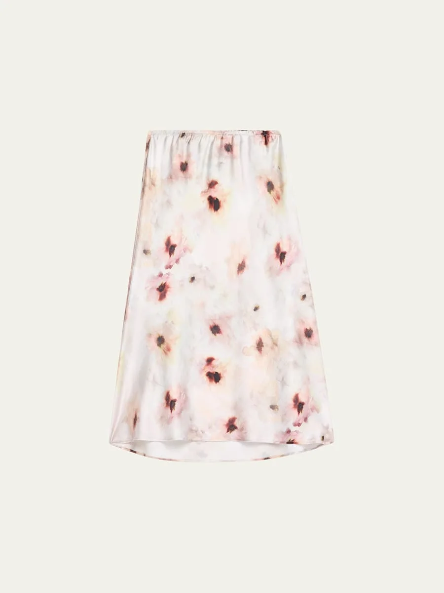 Watercolor Floral Midi Skirt - 1