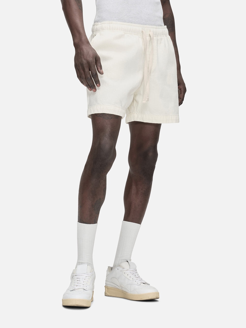 Textured Terry Short in Off White - 2