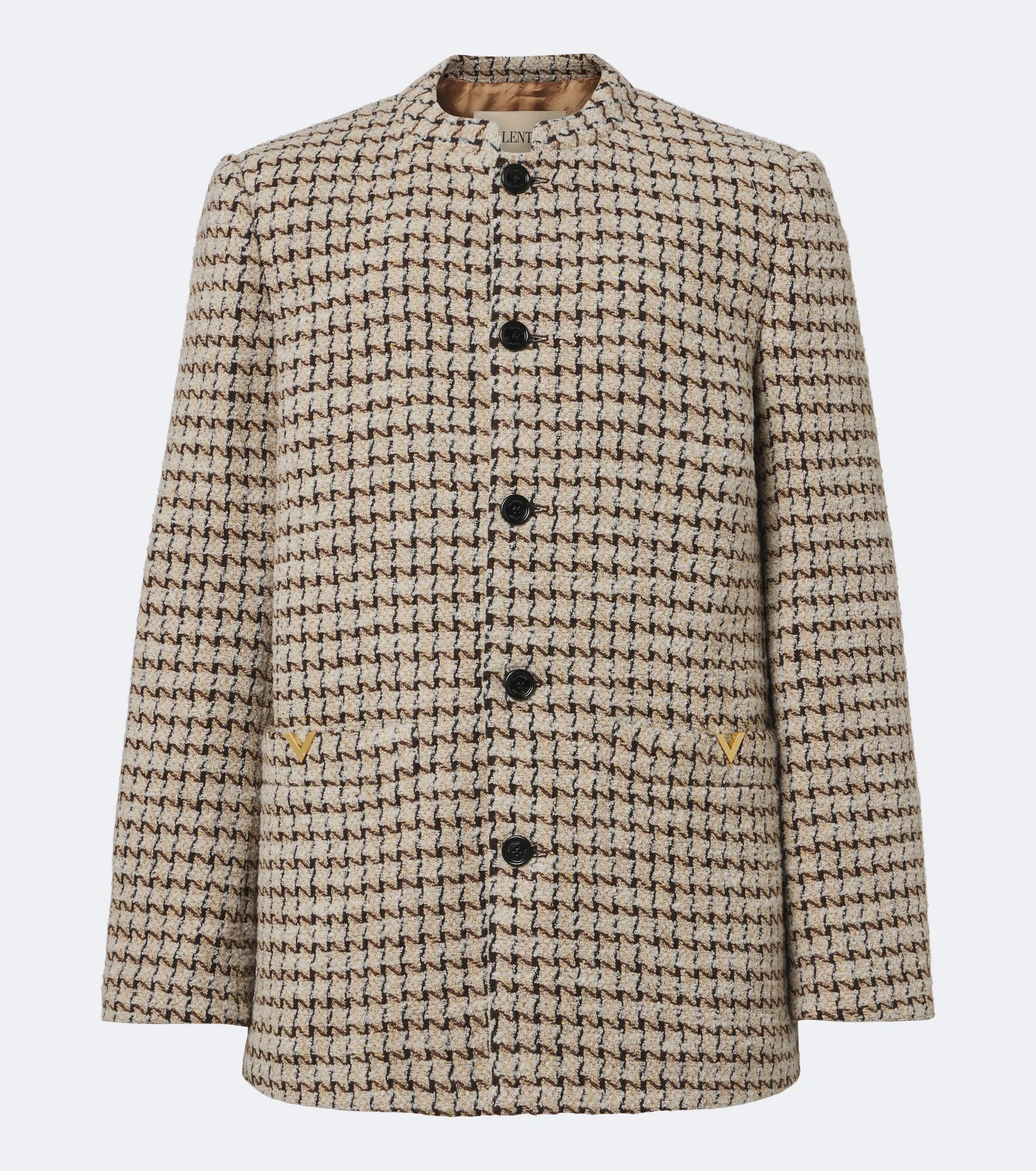 Houndstooth wool and silk-blend bouclé blazer - 1